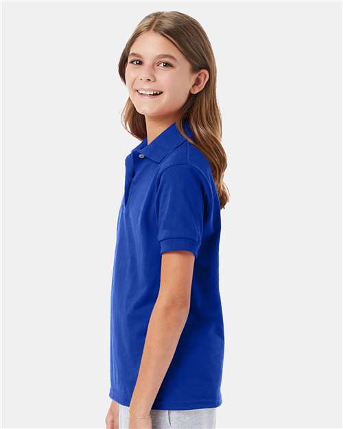 Hanes 054Y Deep Royal — on model side