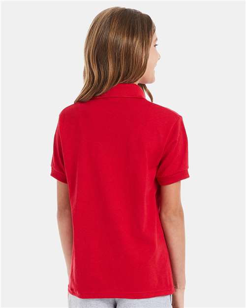 Hanes 054Y Deep Red — on model back