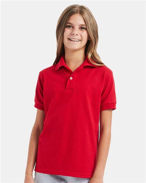 Hanes 054Y Deep Red — on model front