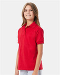 Hanes 054Y Deep Red — on model side