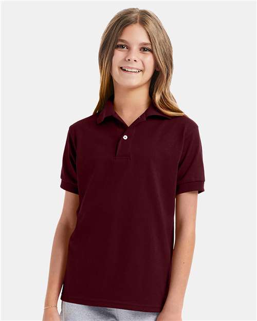 Hanes 054Y Maroon — on model front