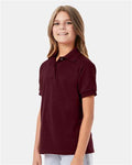 Hanes 054Y Maroon — on model side