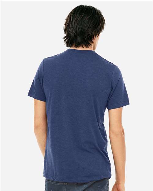 BELLA + CANVAS 3413 Navy Triblend — on model back