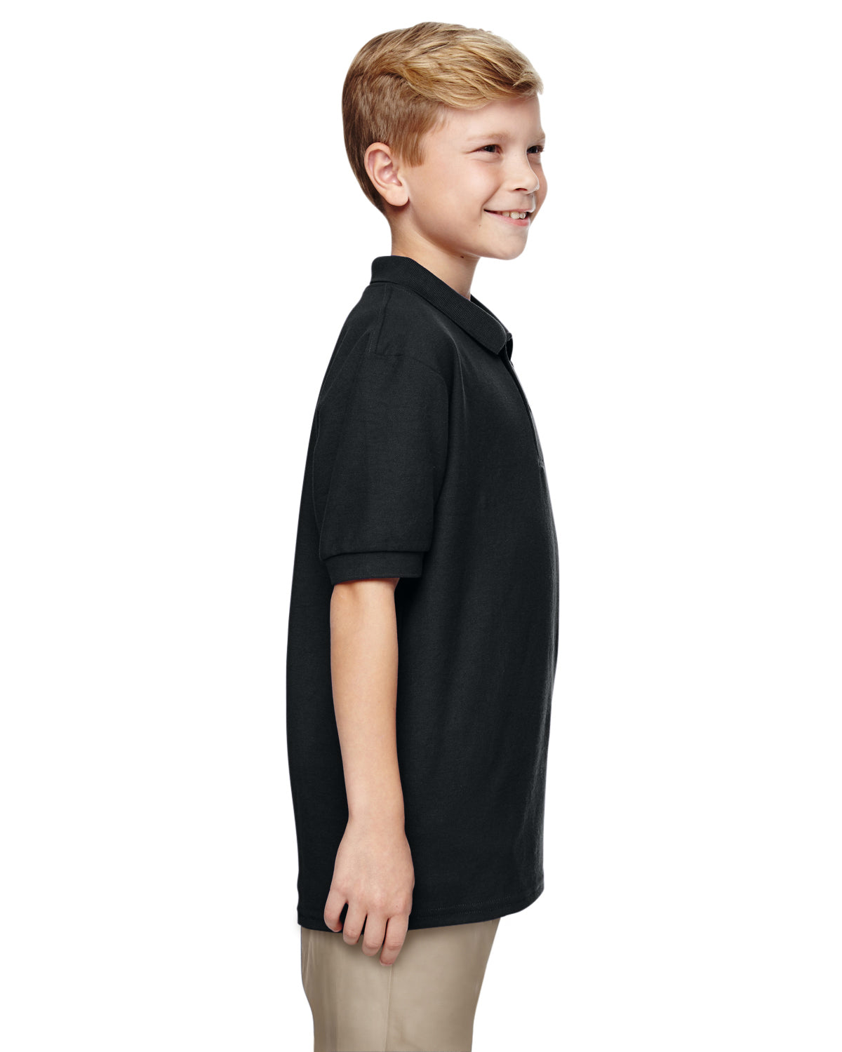 Youth Double Piqué Polo - Black