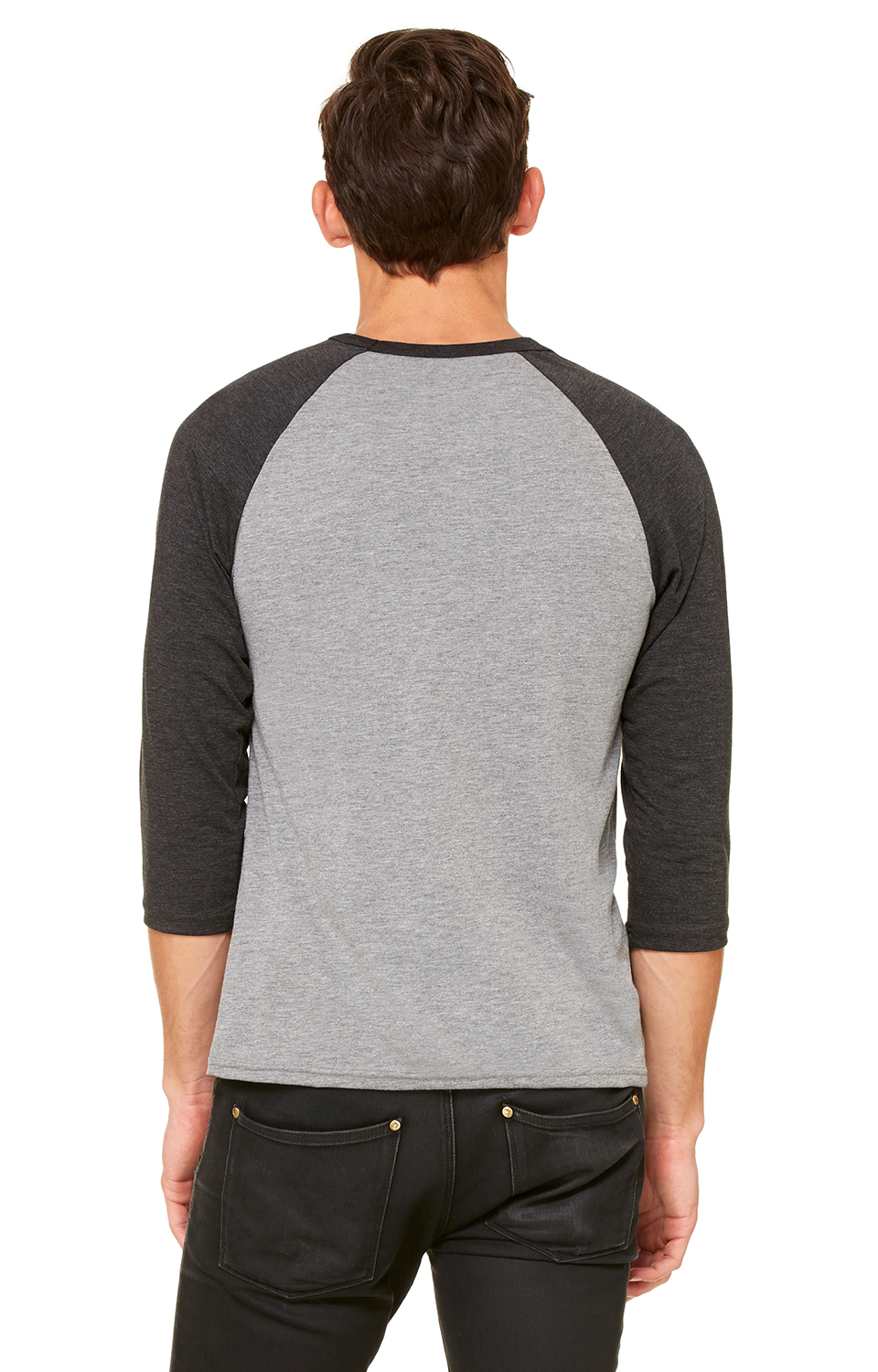 Unisex 3/4-Sleeve Baseball T-Shirt - Gray / Charcoal Triblend