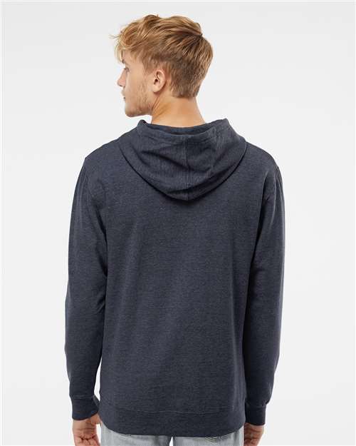 Independent Trading Co. SS4500 Classic Navy Heather — on model back