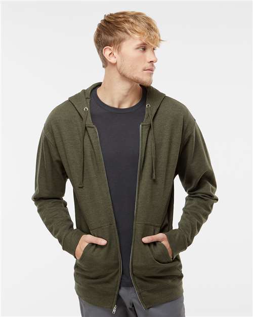 Independent Trading Co. SS4500Z Army Heather — on model front
