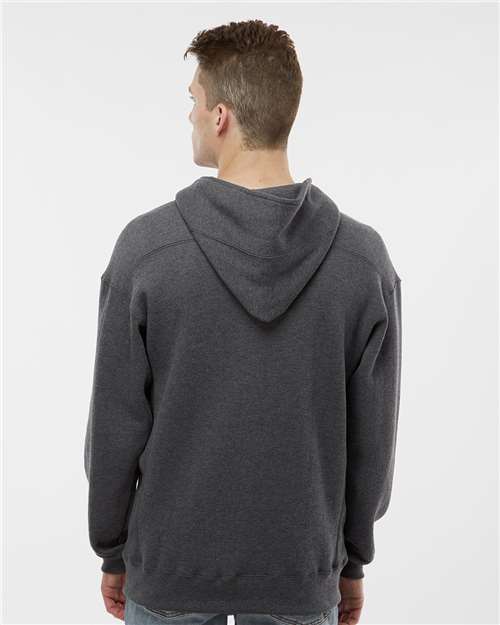 J. America 8830 Charcoal Heather — on model back