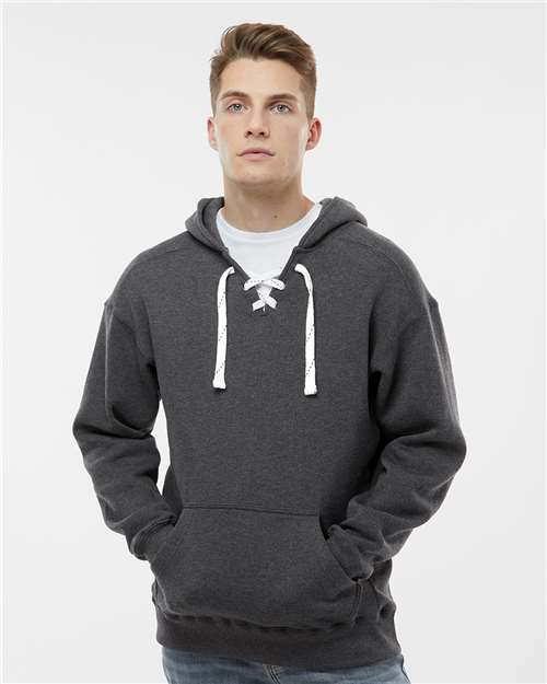 J. America 8830 Charcoal Heather — on model front