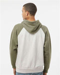 J. America 8885 Oatmeal Heather/ Army Heather — on model back