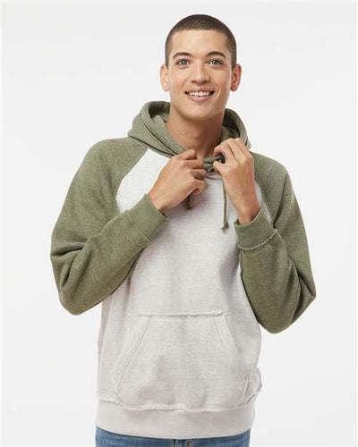 J. America 8885 Oatmeal Heather/ Army Heather — on model front