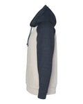 J. America 8885 Oatmeal Heather/ Vintage Navy Heather — direct side