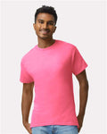 Gildan 2000 Safety Pink — on model front