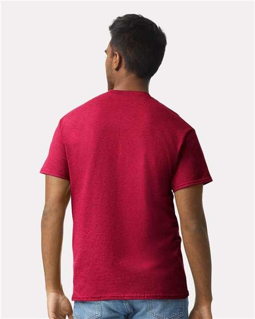 Gildan 2000 Antique Cherry Red — on model back