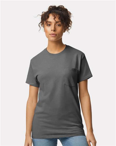 Gildan 2300 Charcoal — on model front