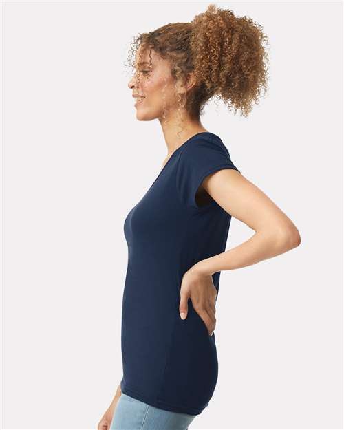 Gildan 64V00L Navy — on model side