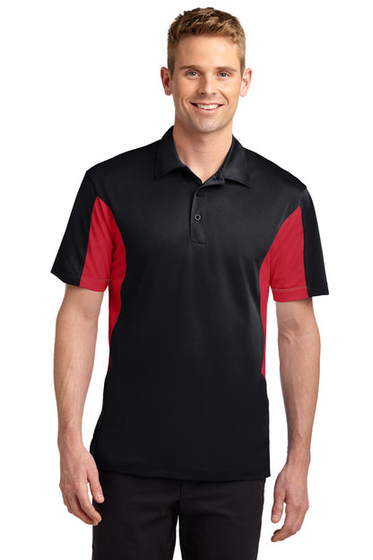 Men's Side Blocked Micropique Sport-Wick Polo - Black / Red