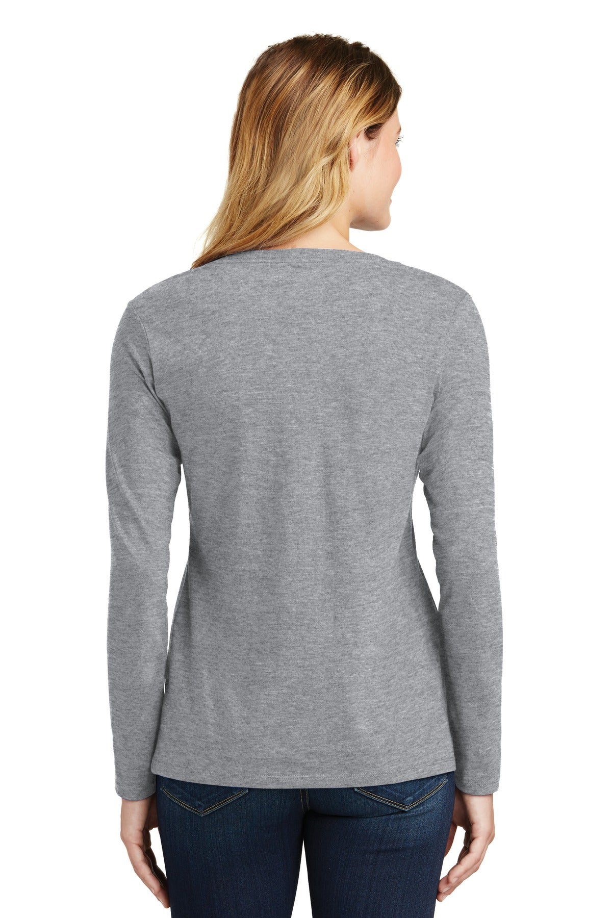 Women's Long Sleeve Fan Favorite V-Neck Tee - Athletic Heather