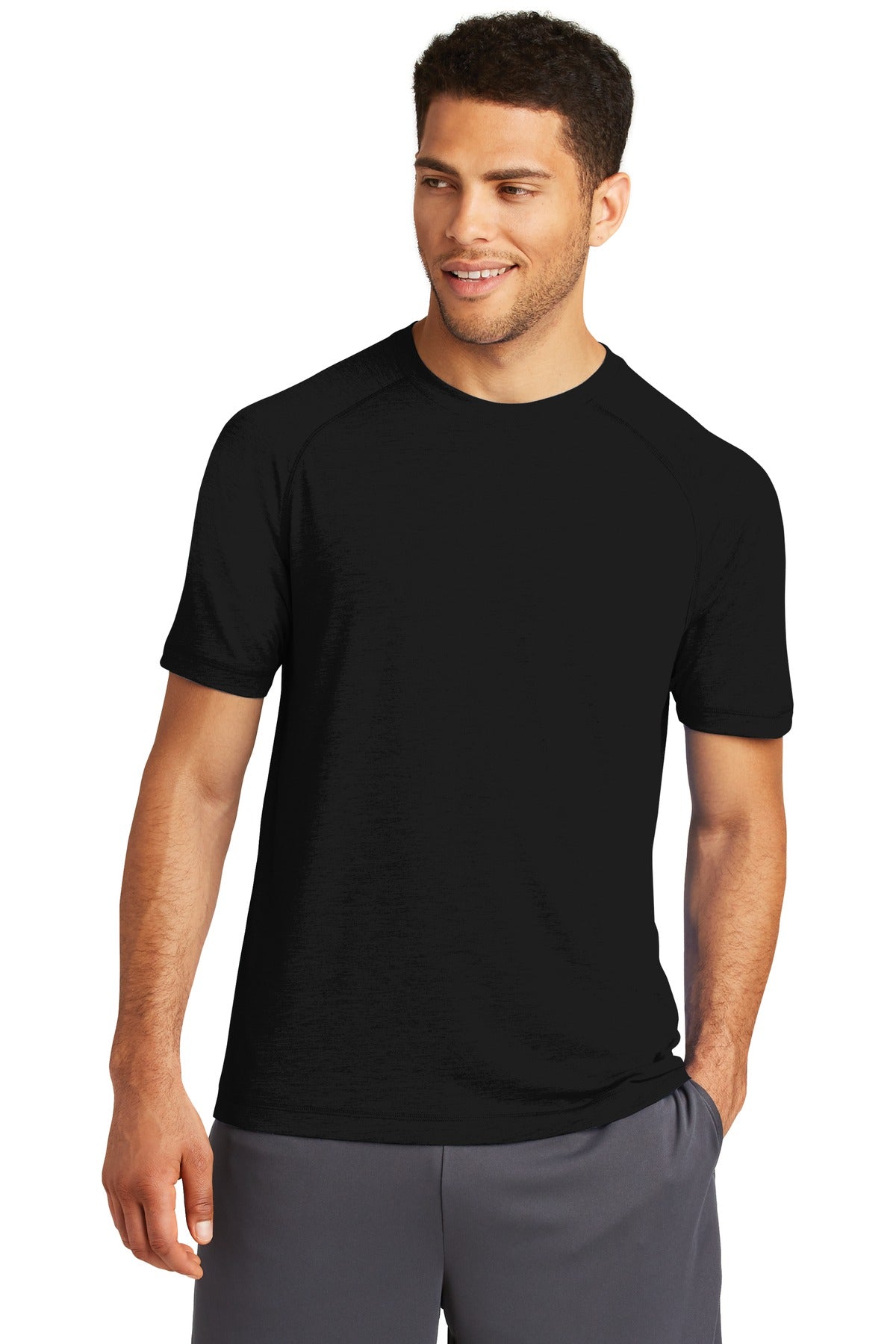 Unisex PosiCharge Tri-Blend Wicking Raglan Tee - Black Triad So