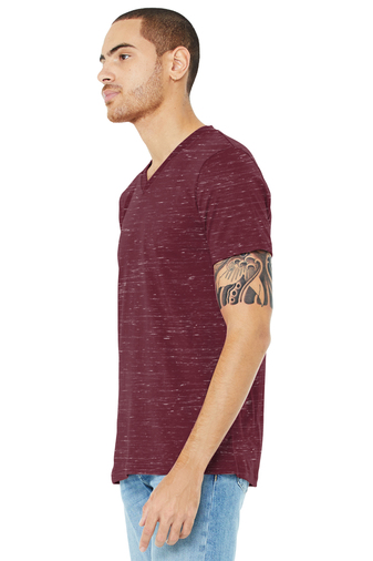 Unisex Jersey Short-Sleeve V-Neck T-Shirt - Maroon Marble