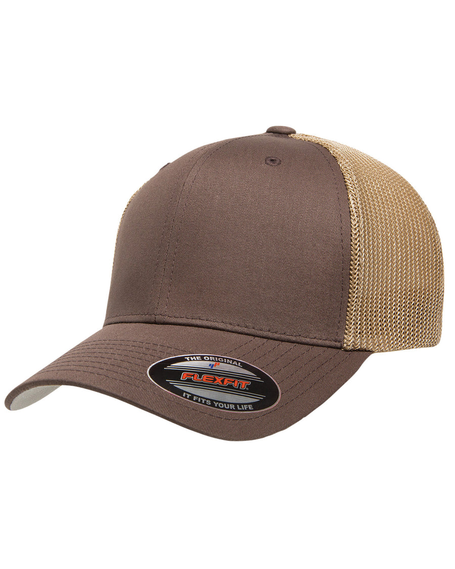 Unisex 6-Panel Trucker Cap - Brown / Khaki