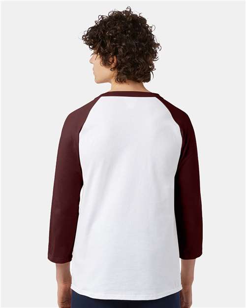 Champion T137 White/ Maroon — on model back