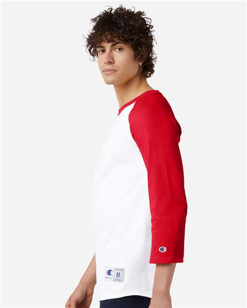 Champion T137 White/ Scarlet — on model side