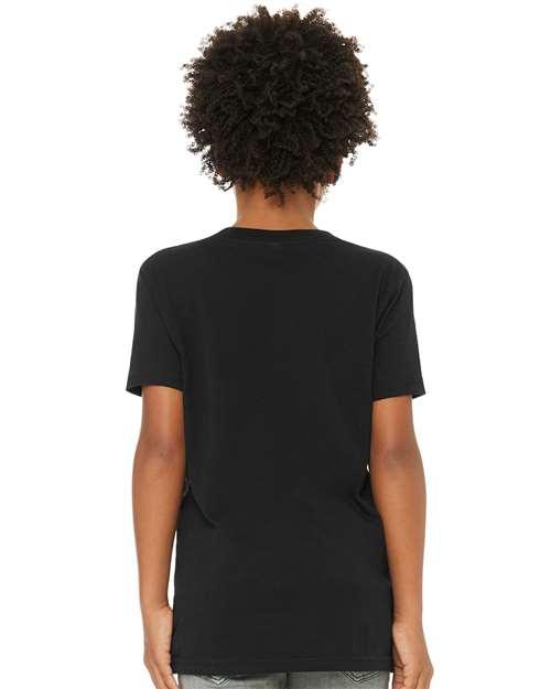 BELLA + CANVAS 3001Y Black — on model back