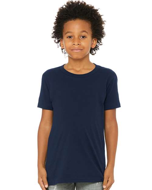 BELLA + CANVAS 3001Y Navy — on model front