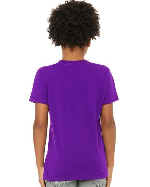 BELLA + CANVAS 3001Y Team Purple — on model back