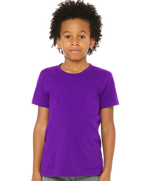 BELLA + CANVAS 3001Y Team Purple — on model front
