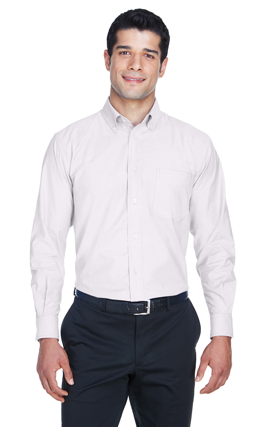 Men's Long-Sleeve Oxford with Stain-Release - White