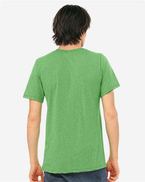 BELLA + CANVAS 3413 Green Triblend — on model back