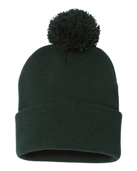 Pom-Pom 12" Knit Beanie - Forest