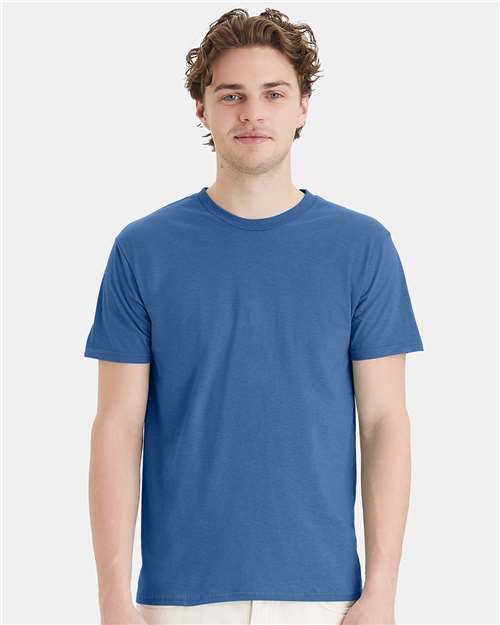 Hanes 4980 Denim Blue — on model front