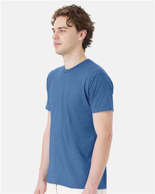 Hanes 4980 Denim Blue — on model side