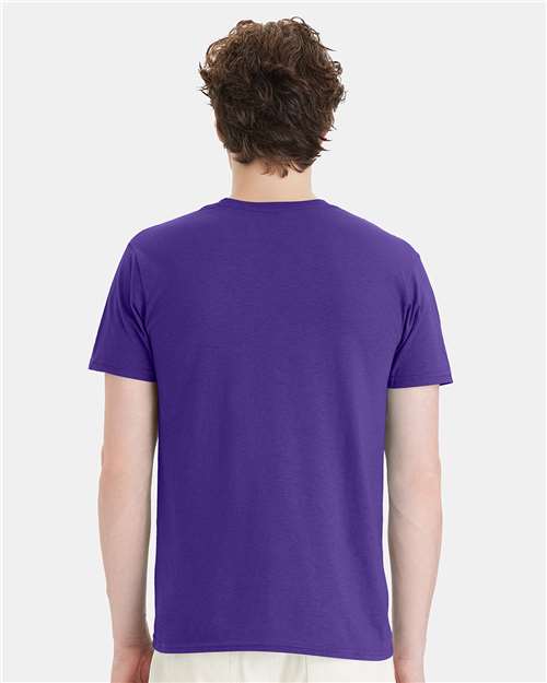 Hanes 4980 Purple — on model back