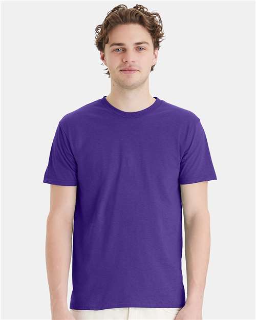 Hanes 4980 Purple — on model front