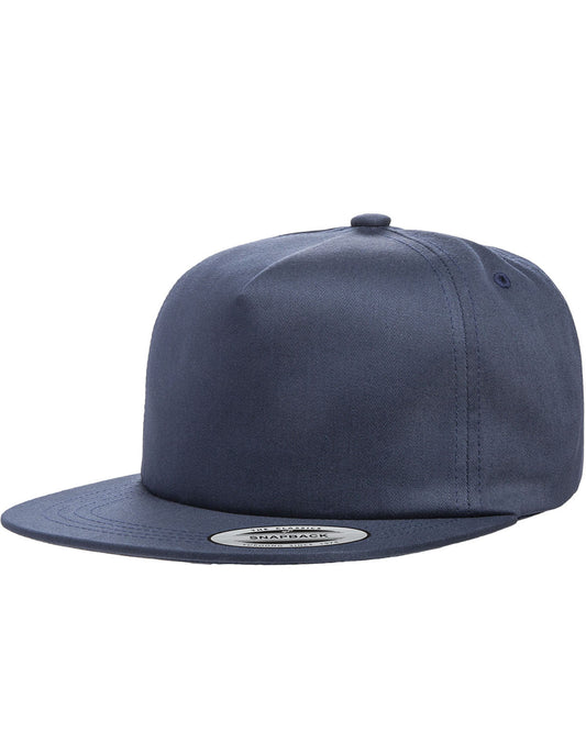 Unisex Unstructured 5-Panel Snapback Cap - Navy