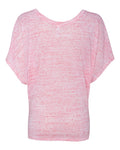 Women's Flowy Draped Sleeve Dolman T-Shirt - Red Marble