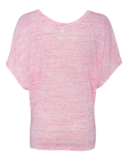 Women's Flowy Draped Sleeve Dolman T-Shirt - Red Marble