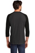 Unisex Perfect Tri 3/4-Sleeve Raglan - Black / Black Fr