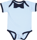 Infant Baby Rib Bow Tie Bodysuit - Light Blue / Navy