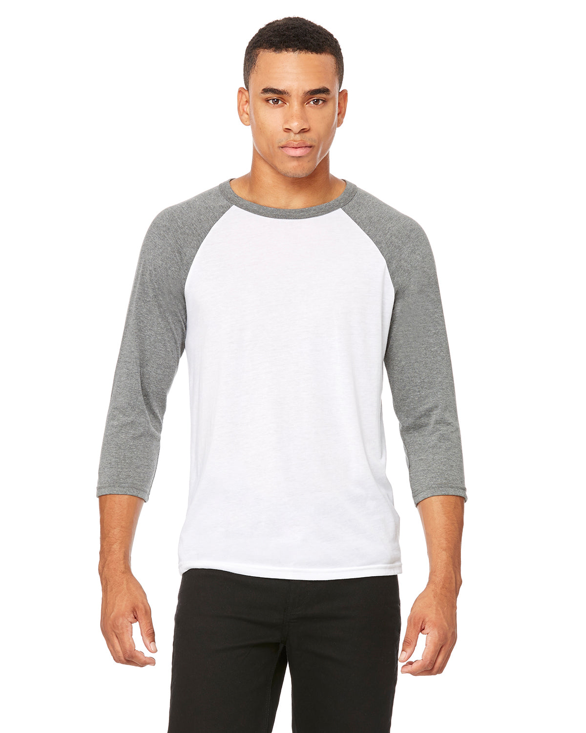 Unisex 3/4-Sleeve Baseball T-Shirt - White / Heather Deep