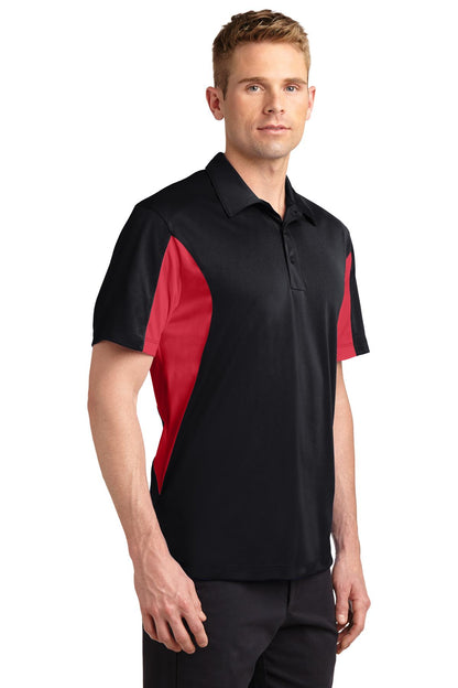 Men's Side Blocked Micropique Sport-Wick Polo - Black / Red