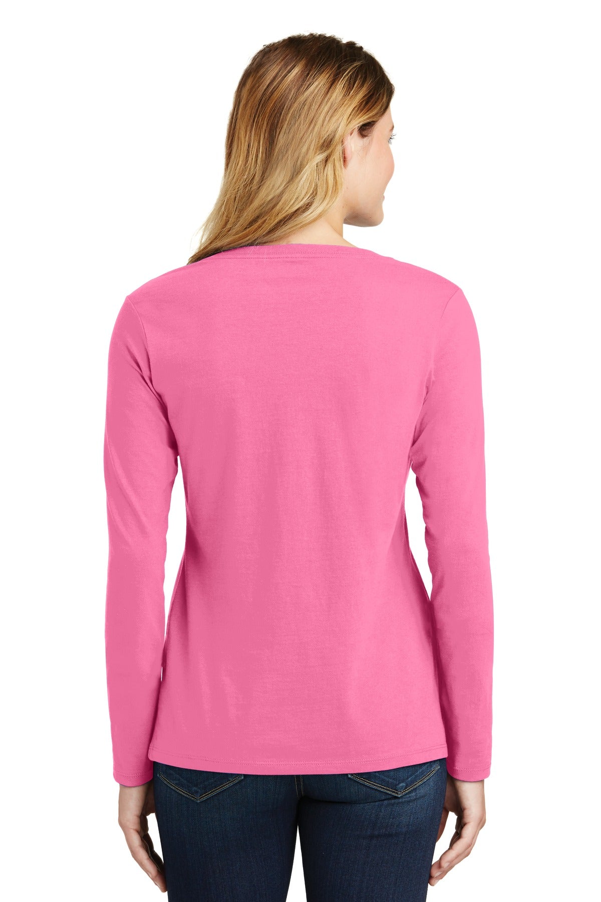 Women's Long Sleeve Fan Favorite V-Neck Tee - New Pink