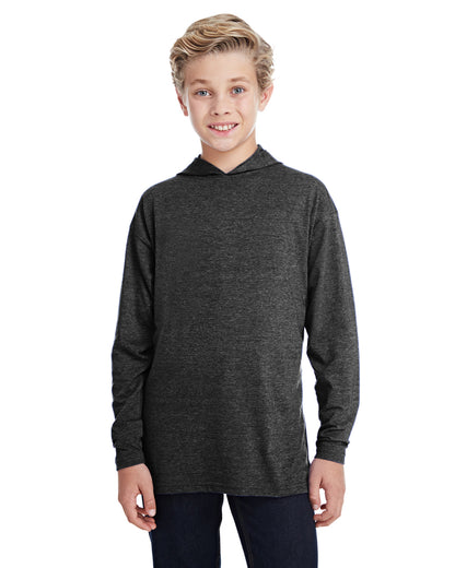 Youth Long-Sleeve Hooded T-Shirt - Heather Dark Gray