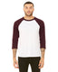 Bella + Canvas 3200 - Unisex 3/4-Sleeve Baseball T-Shirt - White / Maroon