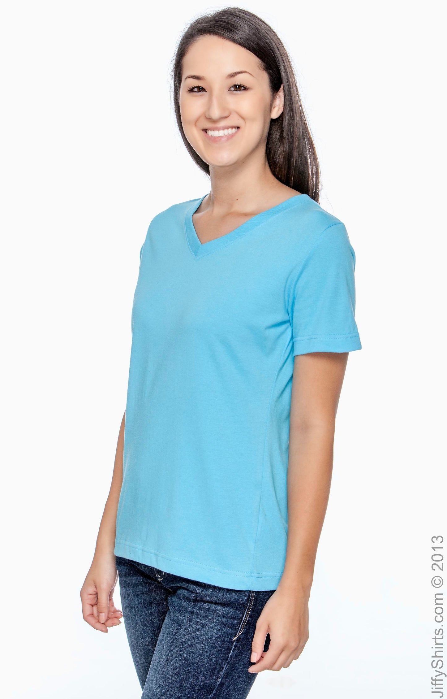 Women's Premium Jersey V-Neck T-Shirt - Aqua