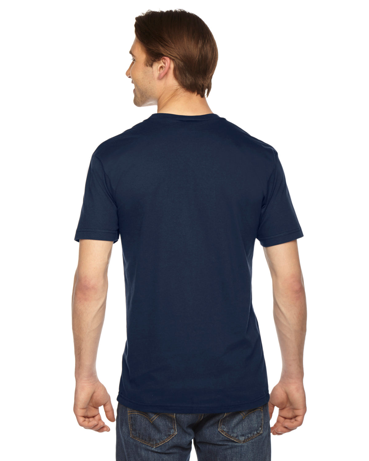 Unisex Fine Jersey Short-Sleeve V-Neck T-Shirt - Navy